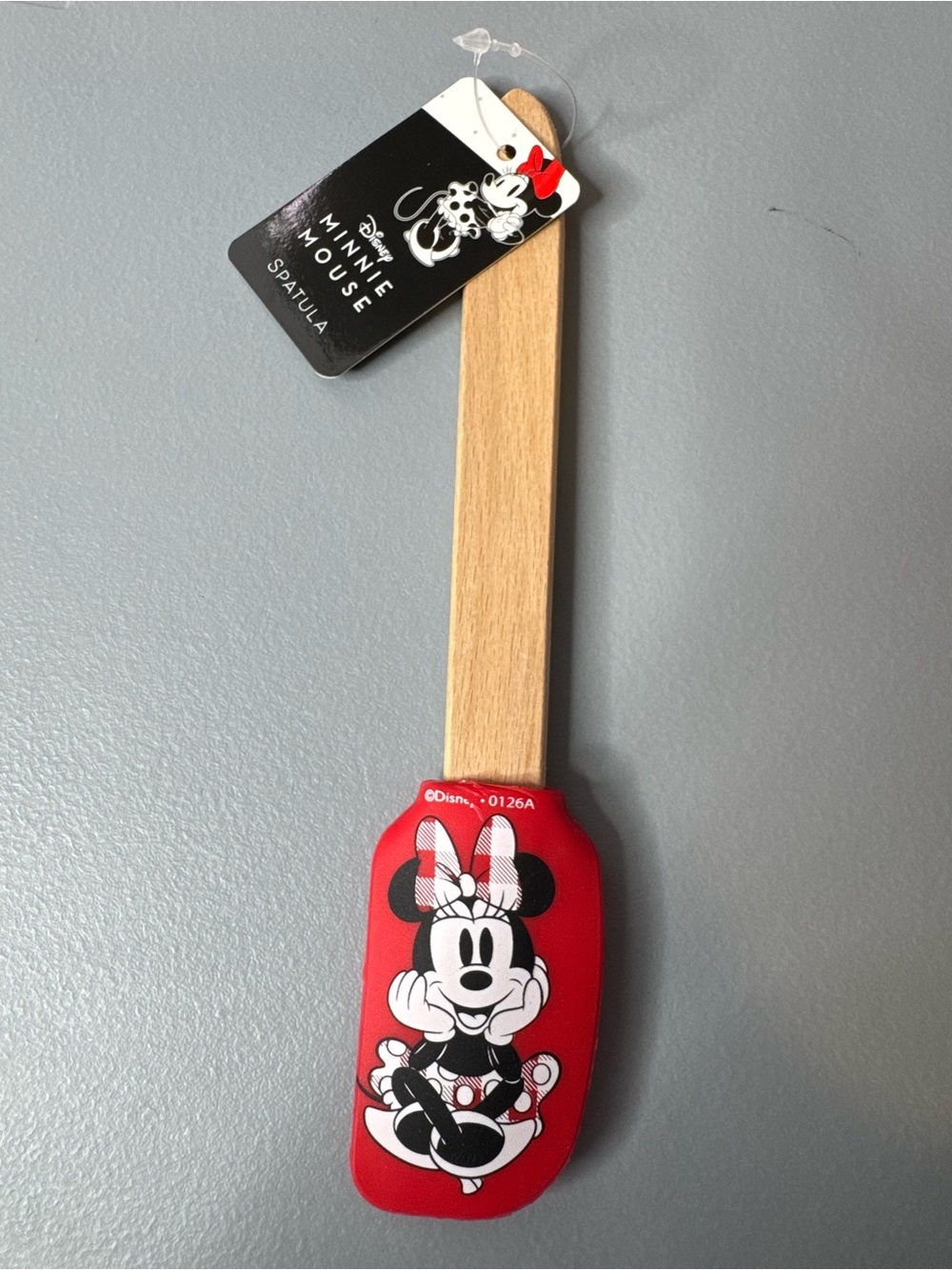 Disney Minnie Mouse themed Red and Black Silicone Spatula with Wooden Handle